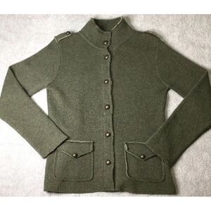 Mary ITALY Wool Sweeter Button Up Forest Green Cardigan Nordstrom‎